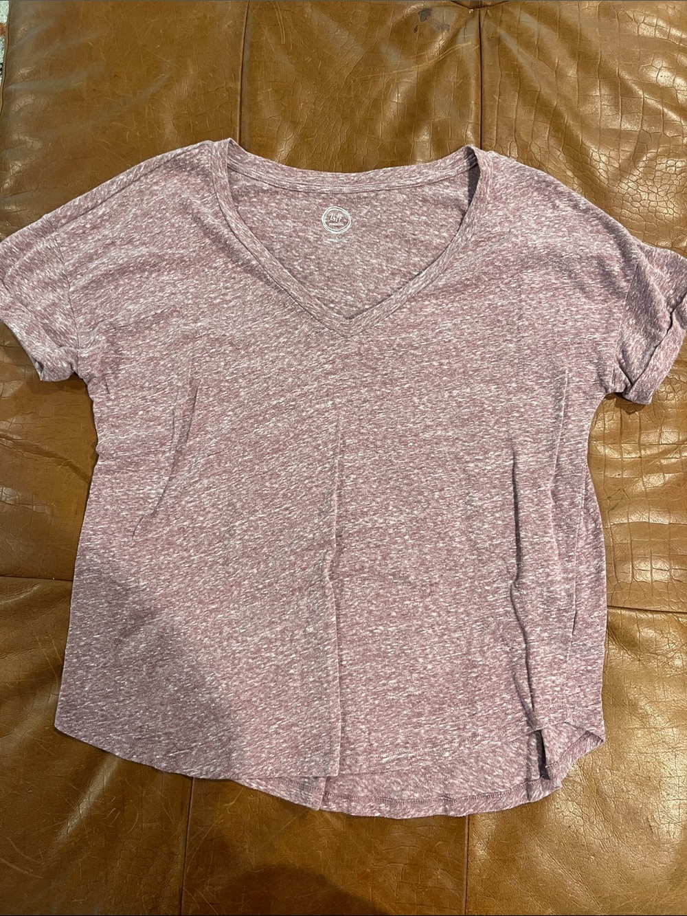 Women’s Heathered V-Neck Tee in Dusty Mauve